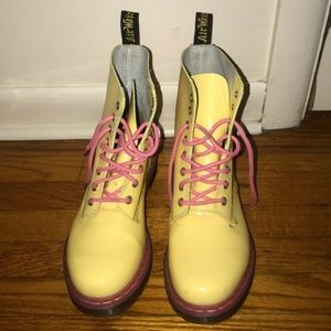 Doc Martens Pink and Yellow Pascal Boots